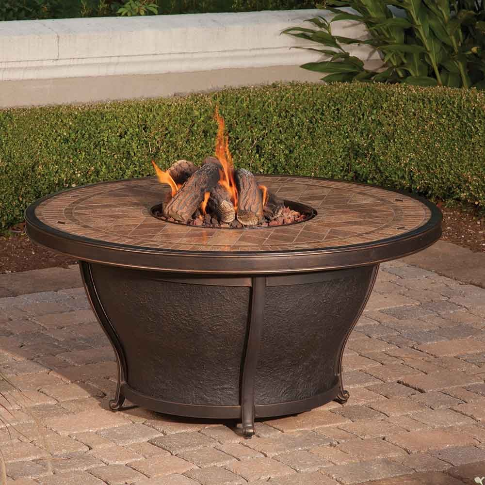 Agio Balmoral 48 Round Porcelain Top Gas Fire Pit Table with sizing 1000 X 1000