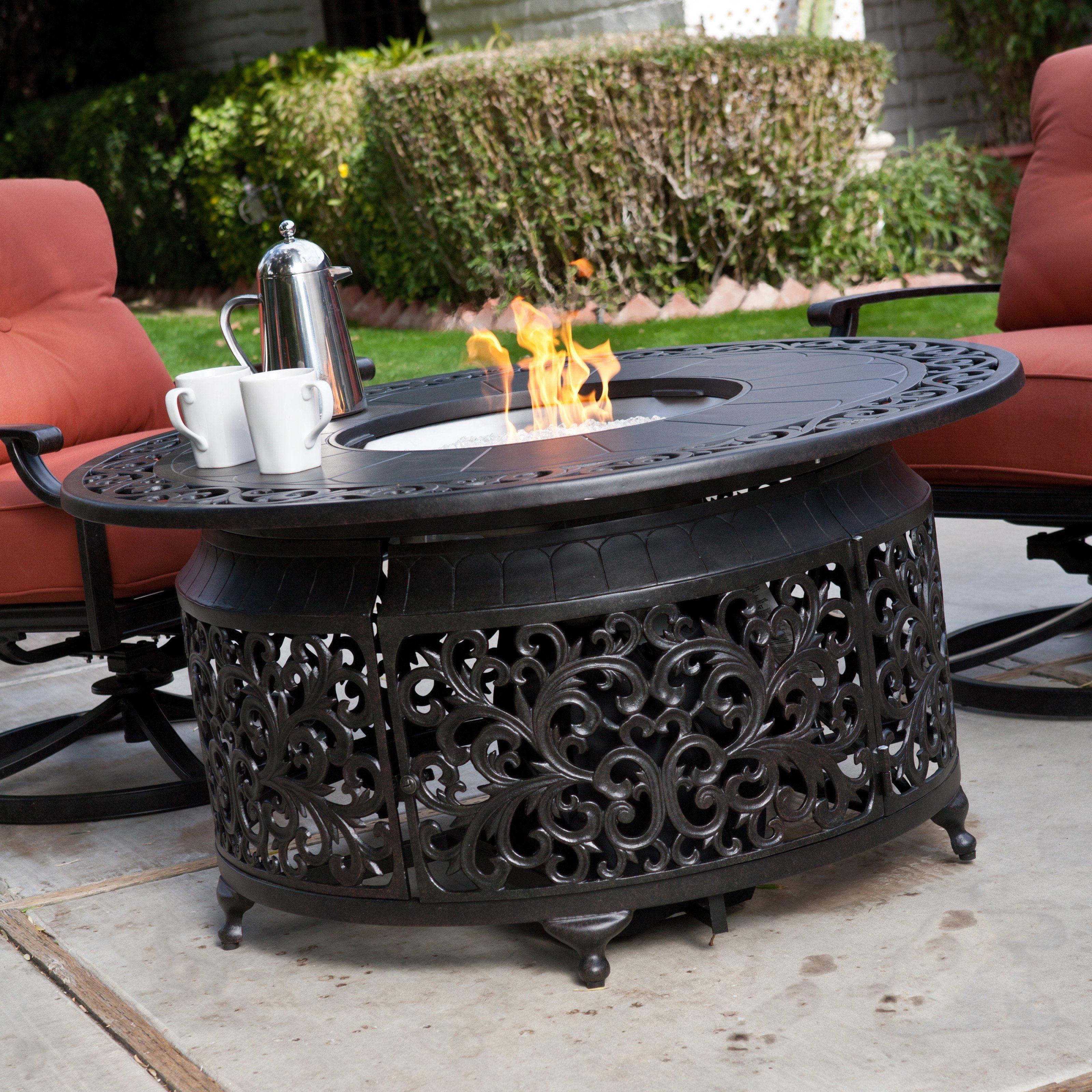 Alfresco Home San Miguel Cast Aluminum 48 In Round Gas Firepit Chat within sizing 3200 X 3200