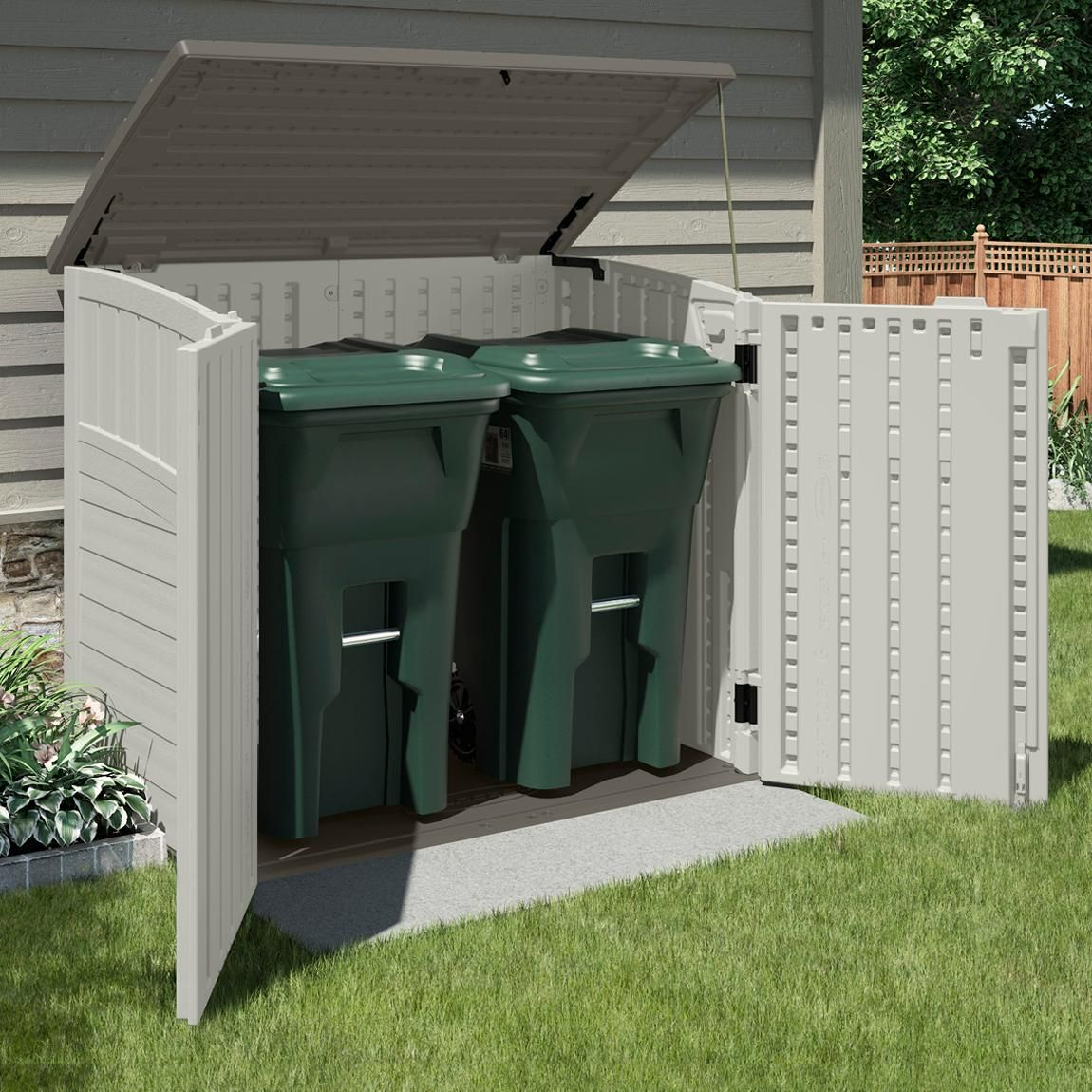 An Outdoor Storage Shed Is Ideal For Storing Garbage Cans Lawn And within sizing 1150 X 1150