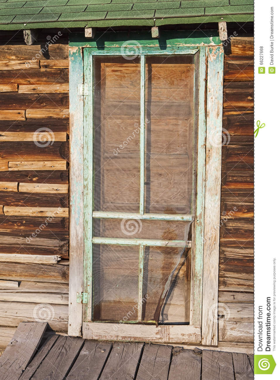 Ancient Exterior Screen Door Log Cabin Boards Retro Stock Photo regarding sizing 957 X 1300