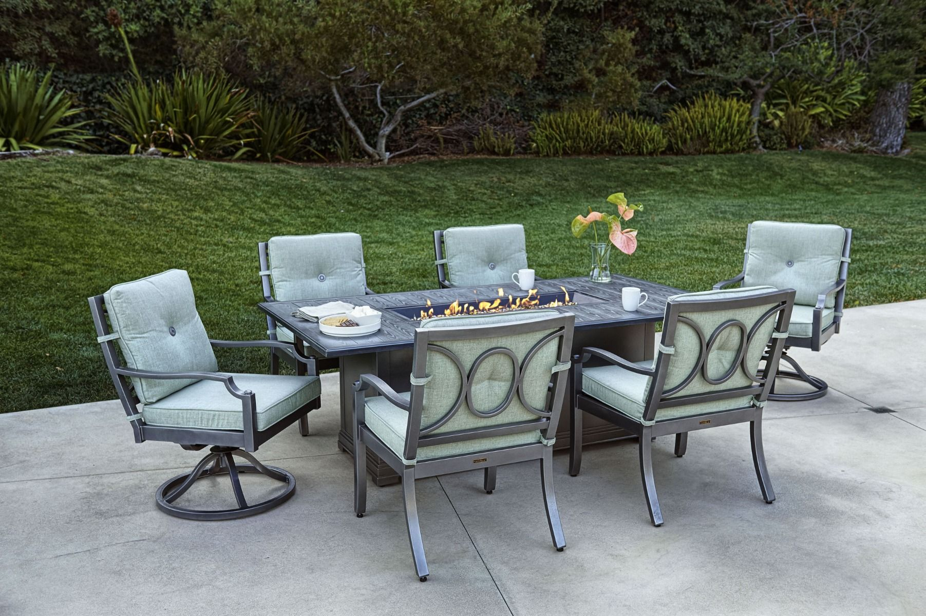 Aragon 7 Pc Fire Pit Dining Table Set within sizing 1803 X 1200