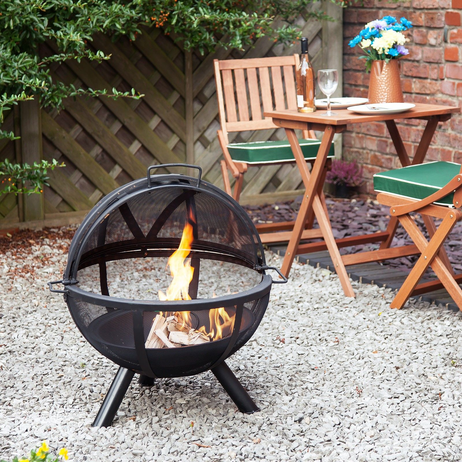 Aruba 24 Steel Mesh Fire Pit With Barbecue Grill Garden Fire in dimensions 1600 X 1600