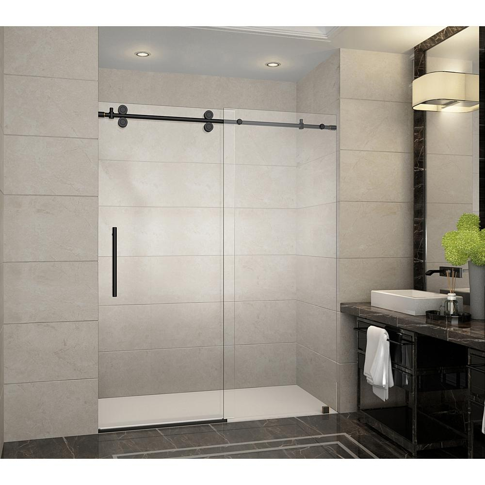 Aston Langham 60 In X 75 In Frameless Sliding Shower Door In Oil inside sizing 1000 X 1000