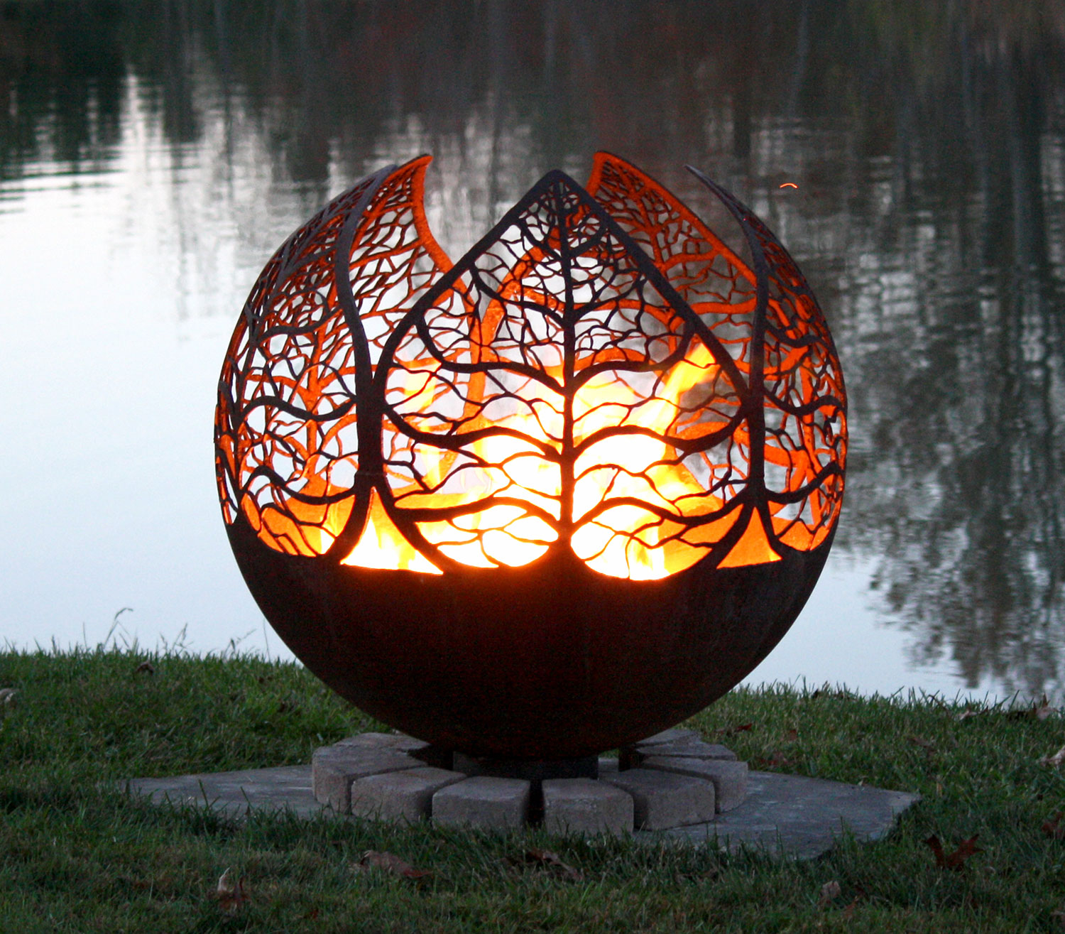 Autumn Sunset Leaf Fire Pit Sphere The Fire Pit Gallery within proportions 1500 X 1315