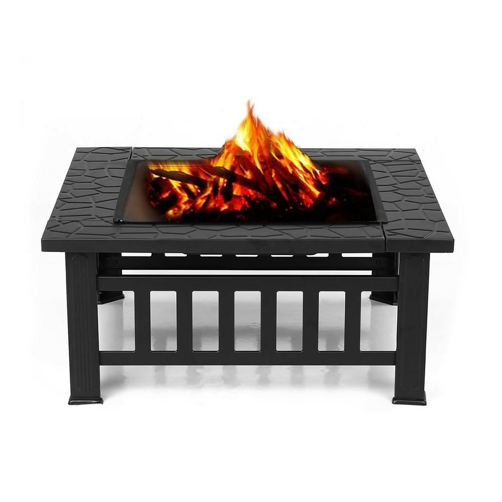 Backyard Fireplace Metal Garden Fire Pit Patio Square Stove Outdoor throughout dimensions 1000 X 1000