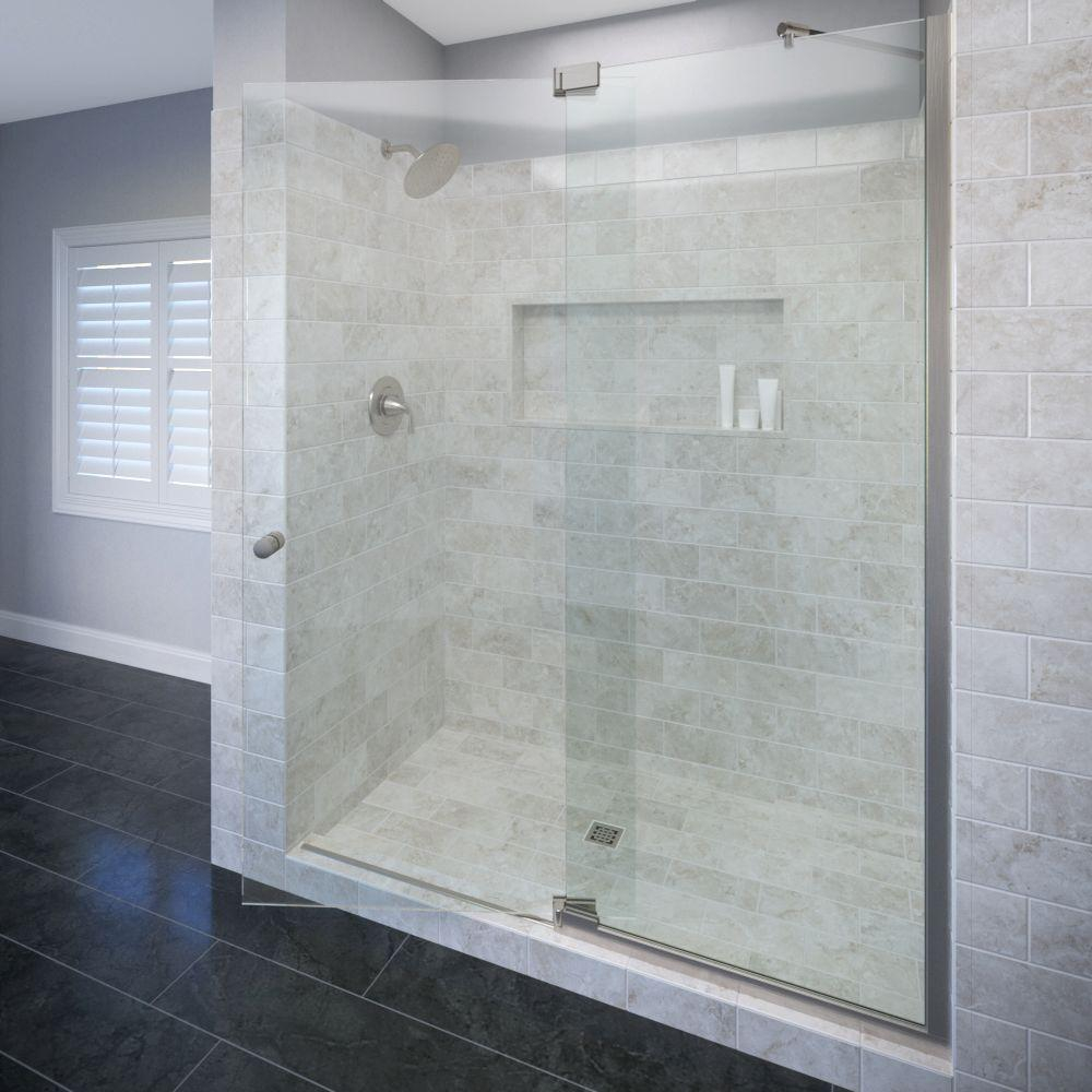 Basco Cantour 42 In X 76 In Semi Frameless Pivot Shower Door In for proportions 1000 X 1000