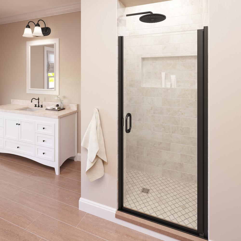 Basco Infinity 34 In X 72 In Semi Frameless Hinged Shower Door In Oil Rubbed Bronze With Clear Glass throughout dimensions 1000 X 1000