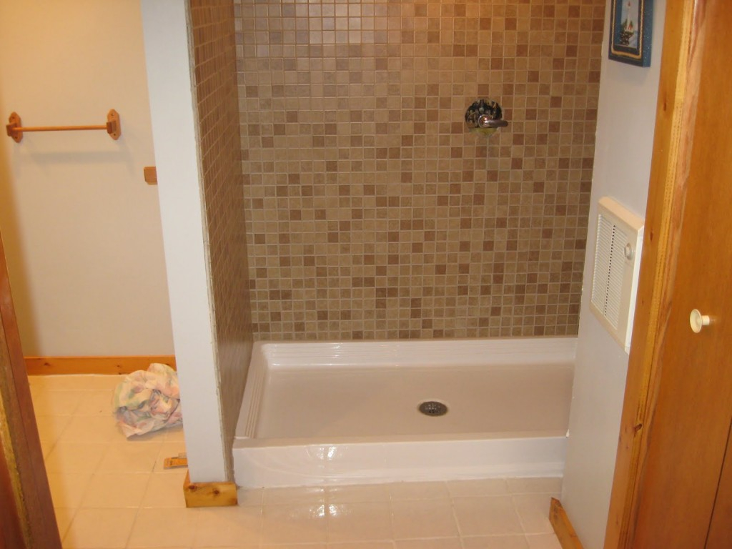 Bath Shower Mosaic Tile Shower Walls And Fiberglass Shower Pan for measurements 1024 X 768