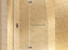 Bathroom Frameless Hinged Dreamline Shower Door With Marble Walls for sizing 1024 X 1021