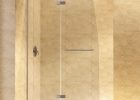 Bathroom Frameless Hinged Dreamline Shower Door With Marble Walls in size 1024 X 1021