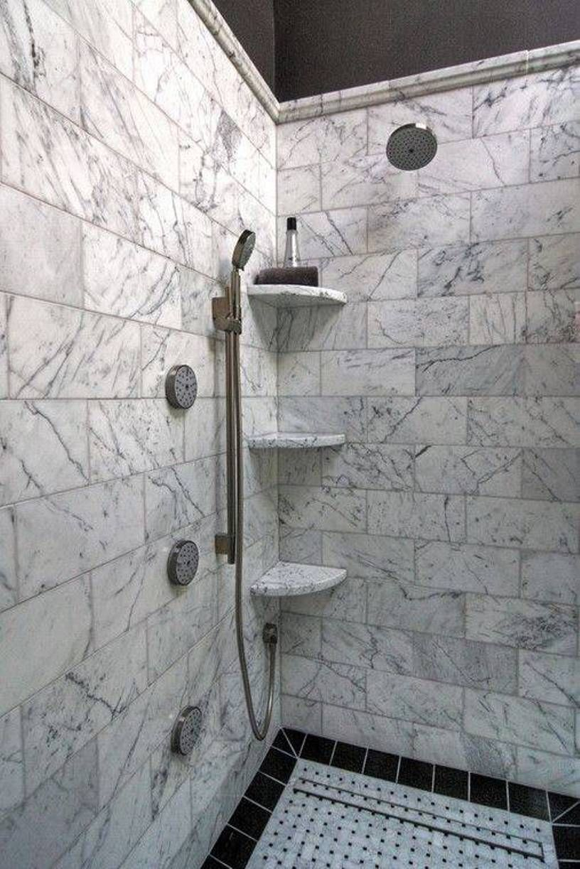 Bathroom Practical Shower Corner Shelves Walk Shower With Marble with measurements 816 X 1223