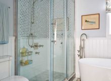 Bathroom With Corner Glass Shower Stall And Freestanding Tub in measurements 1024 X 1534