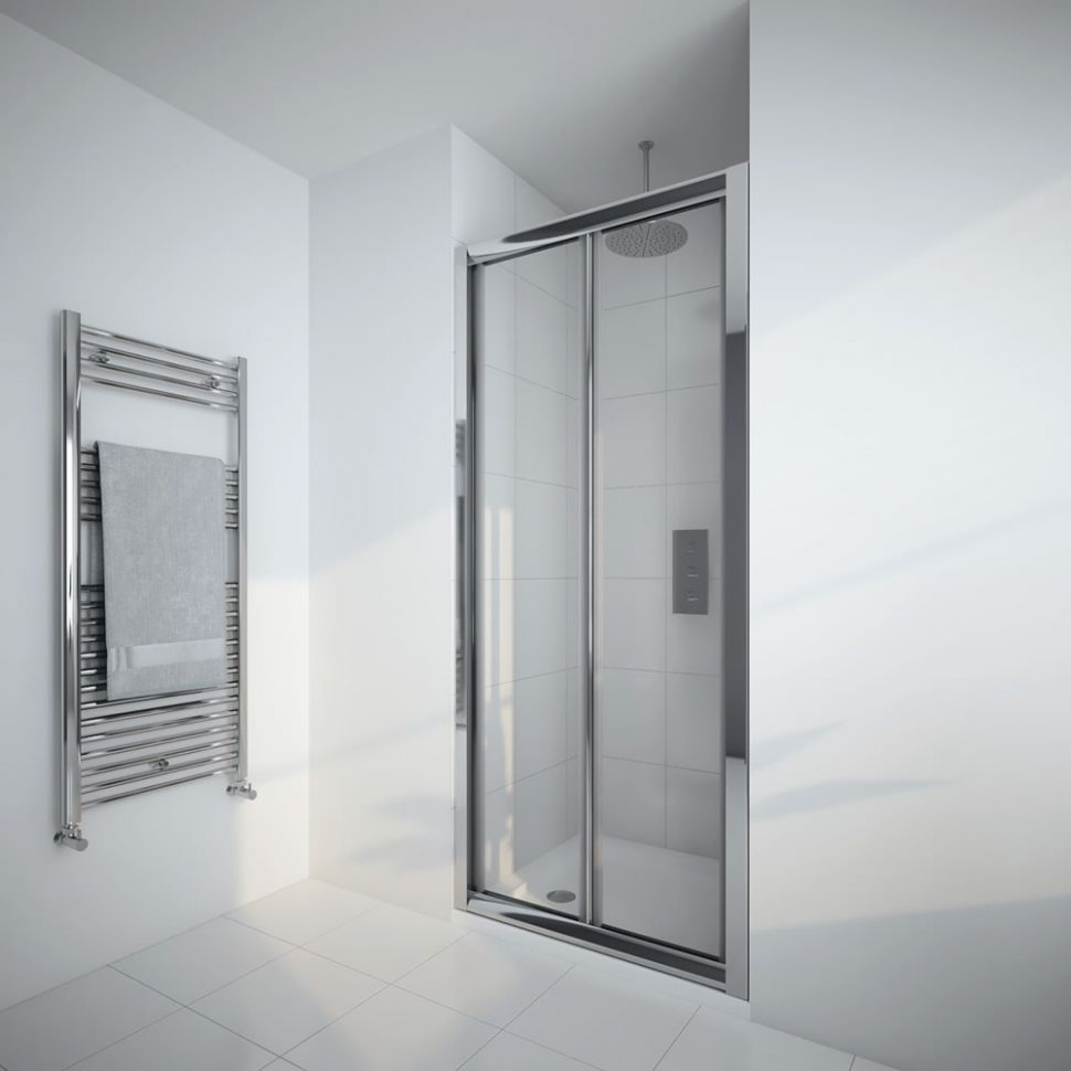 Bathrooms Design Accordion Shower Door 800mm Bifold Frameless regarding dimensions 970 X 970