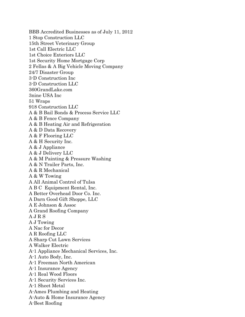 Bbb Accredited Businesses As Of July 11 2012 with size 791 X 1024