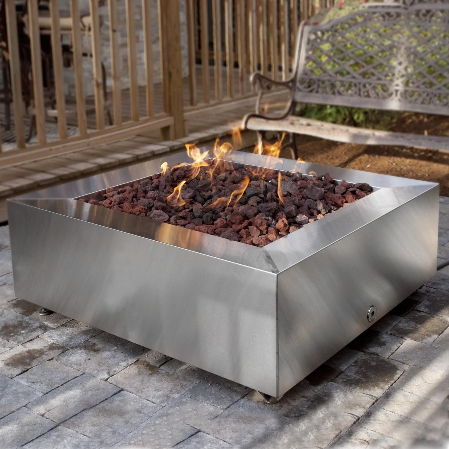 Bbqguys 42 Inch Stainless Steel Square Fire Pit Natural Gas throughout sizing 1500 X 1500