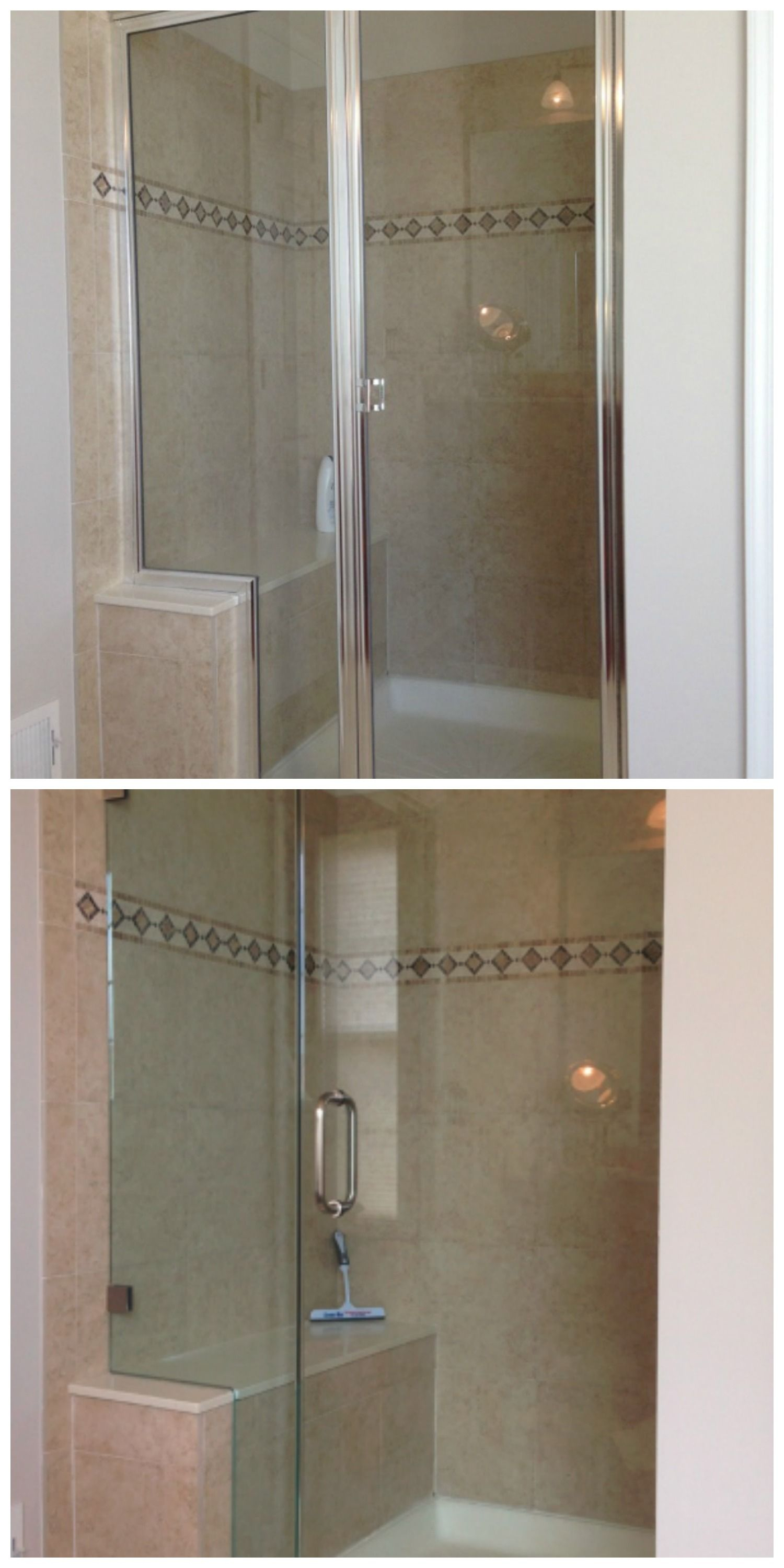 Before After An Uninspired Framed Shower Door Gets A Sleek for dimensions 1500 X 3000