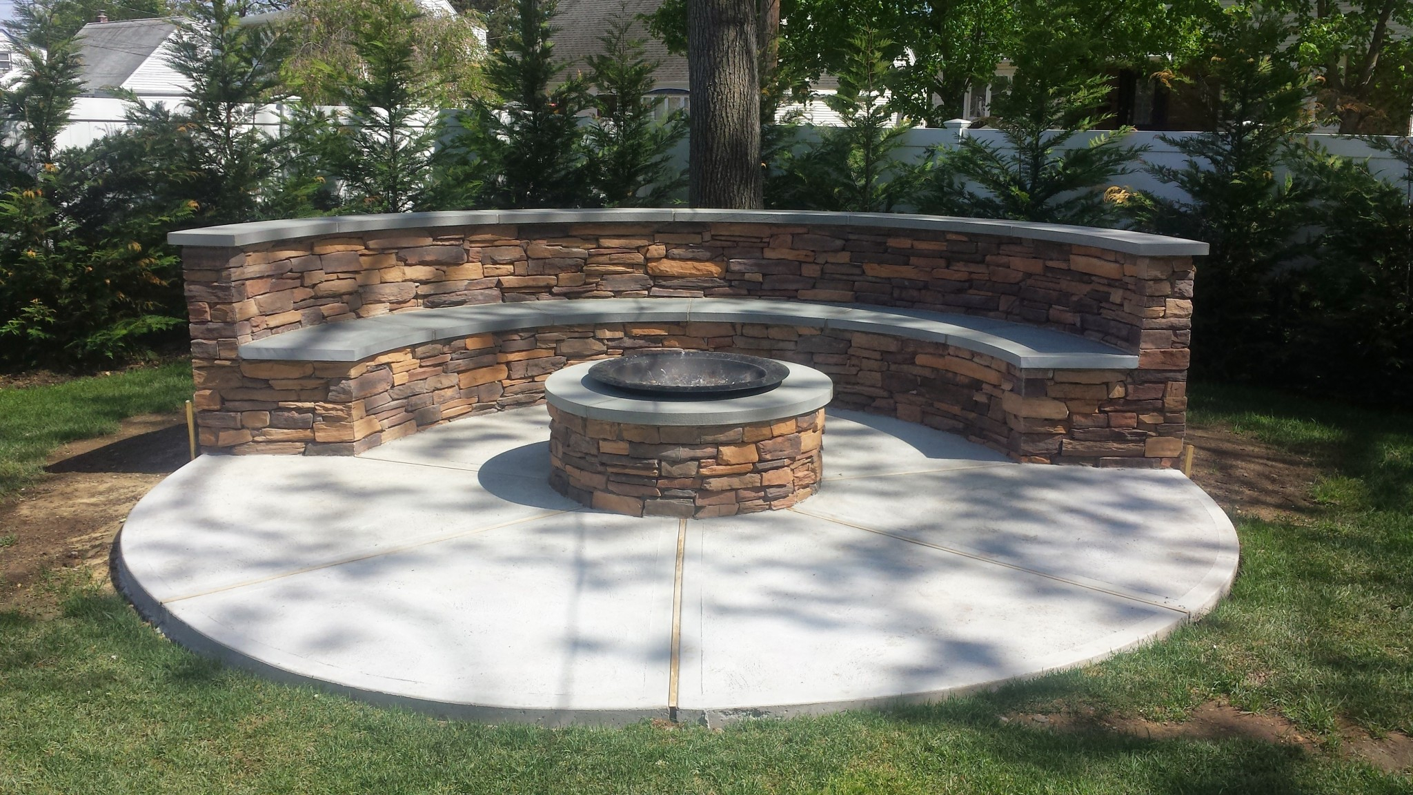 Bench Firepit Complete With Custom Blue Stone Ceraso Masonry with proportions 2048 X 1152