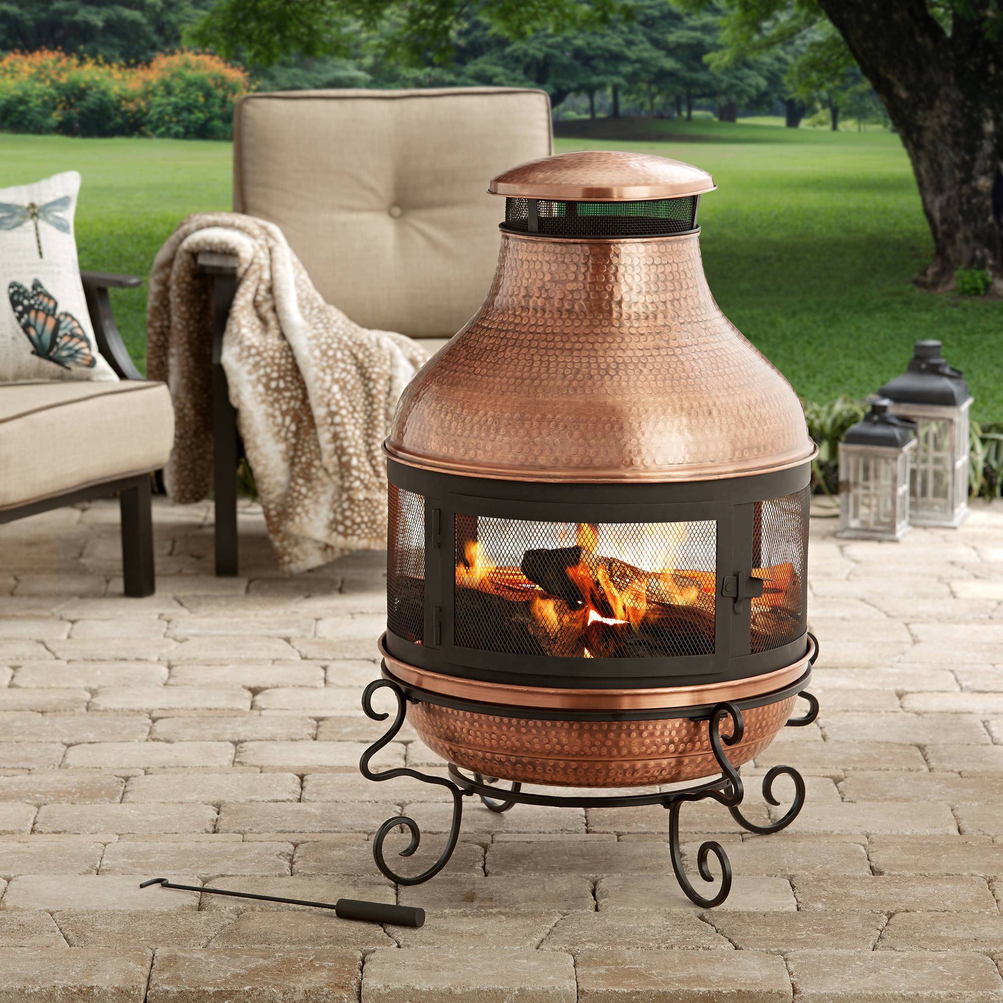 Better Homes And Gardens 39 Tall Copper Hammered Chiminea Fire Pit pertaining to size 2000 X 2000