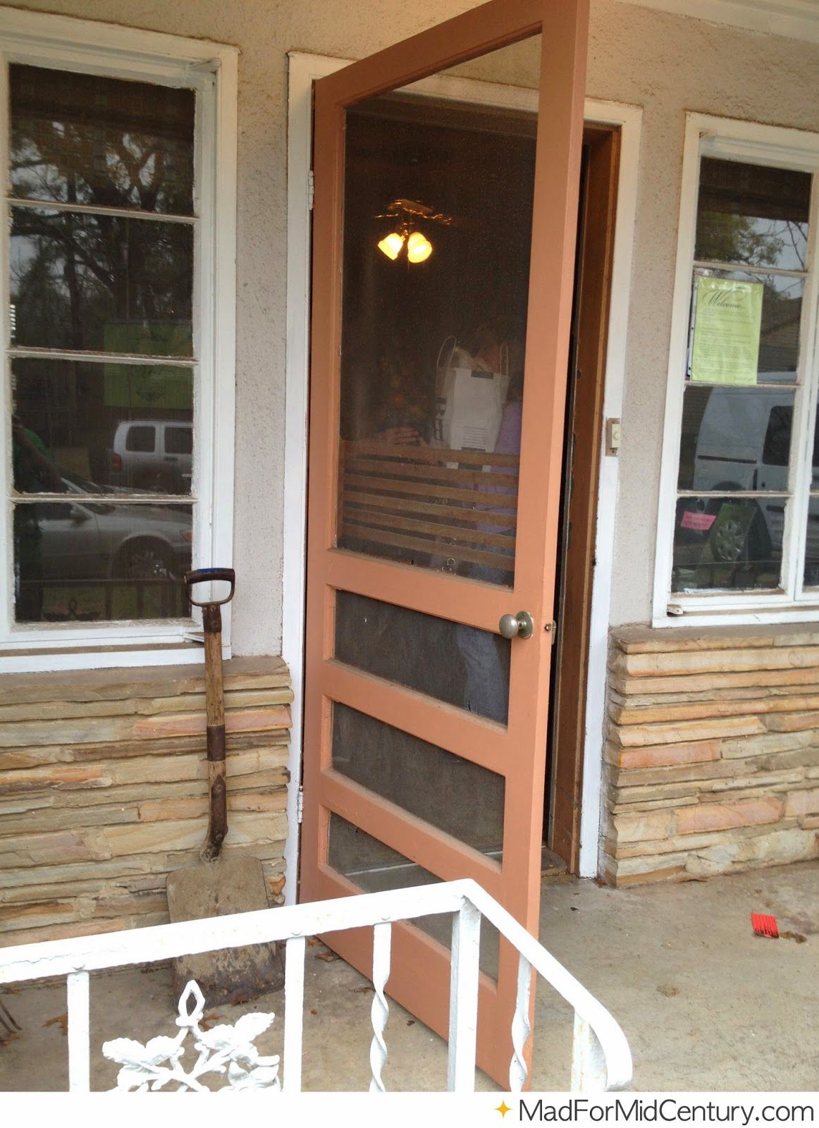 Brown Vintage Screen Door On A Mid Century Home Mid Century Modern with regard to size 1162 X 1600