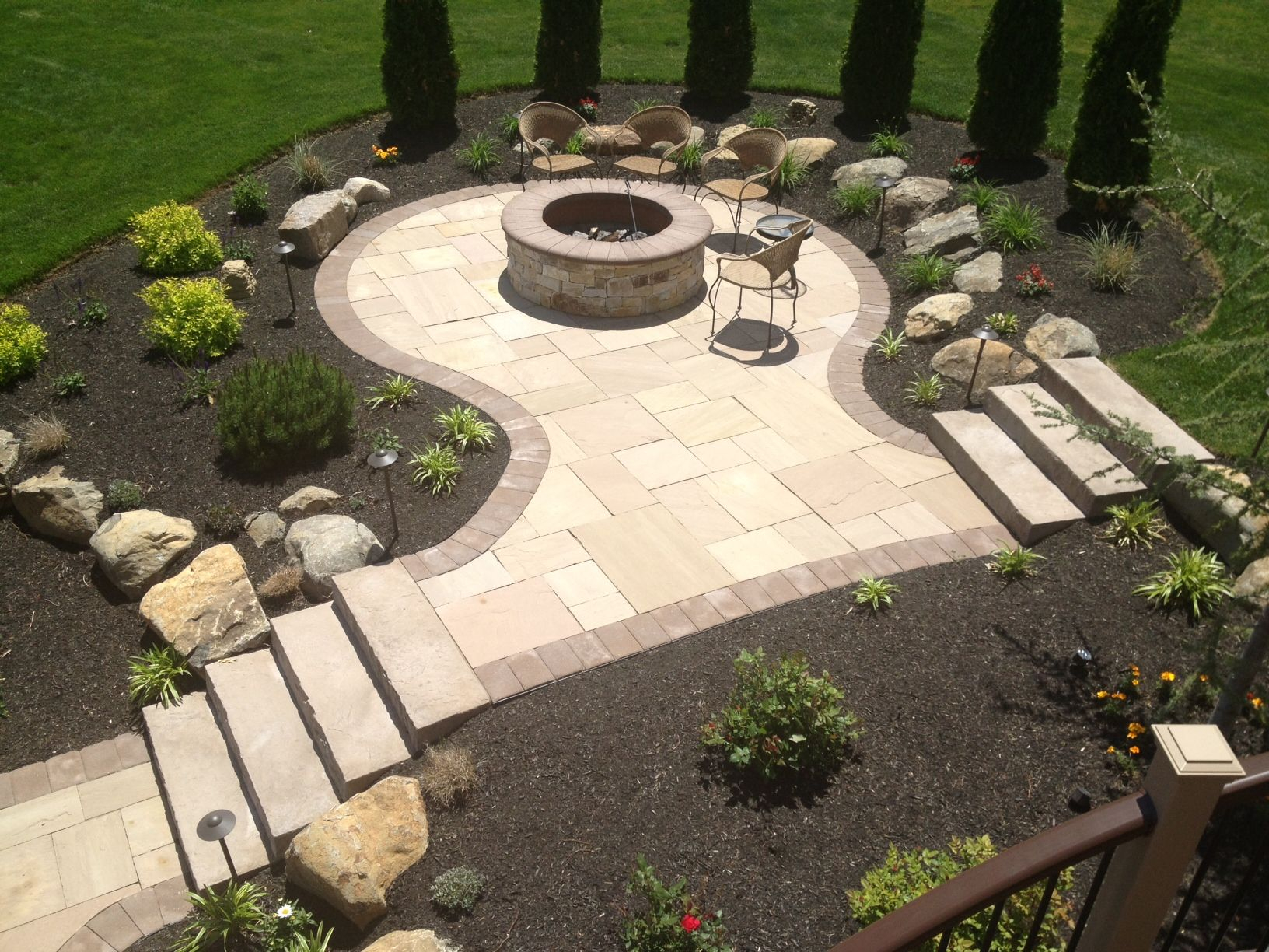 Circle Fire Pit Patio Area Indiana Sandstone Patio With A Paver throughout size 1632 X 1224