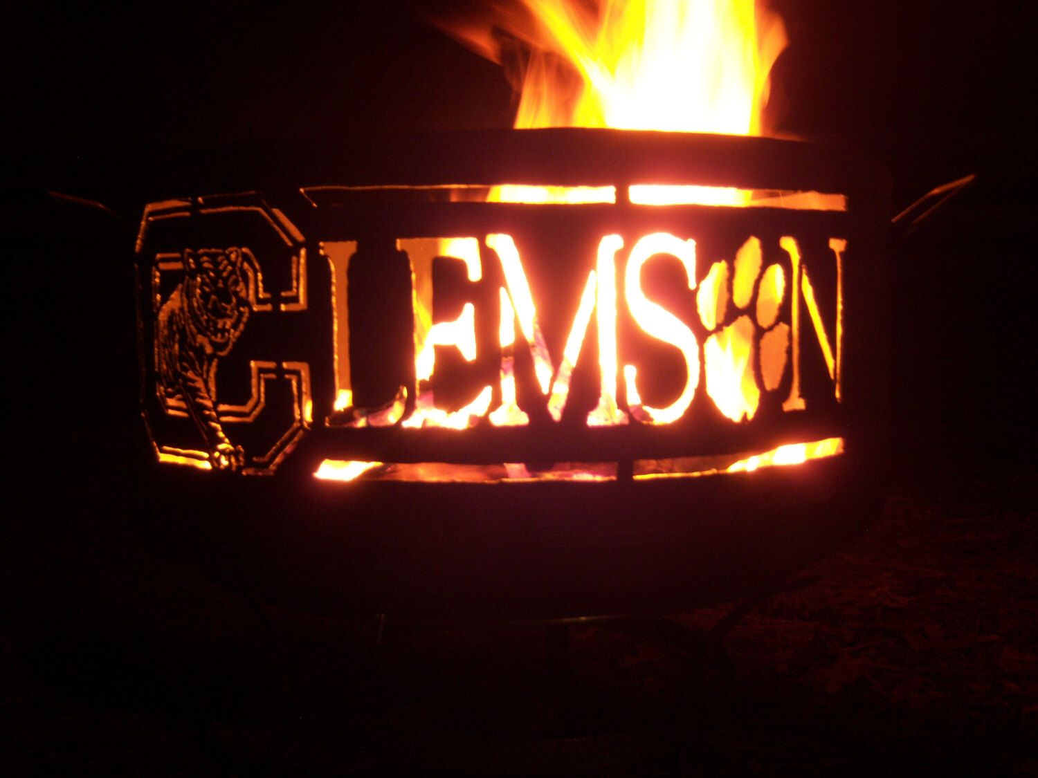 Clemson Tigers Large Custom Fire Pit Of Salvaged Steel Football with regard to proportions 1500 X 1125