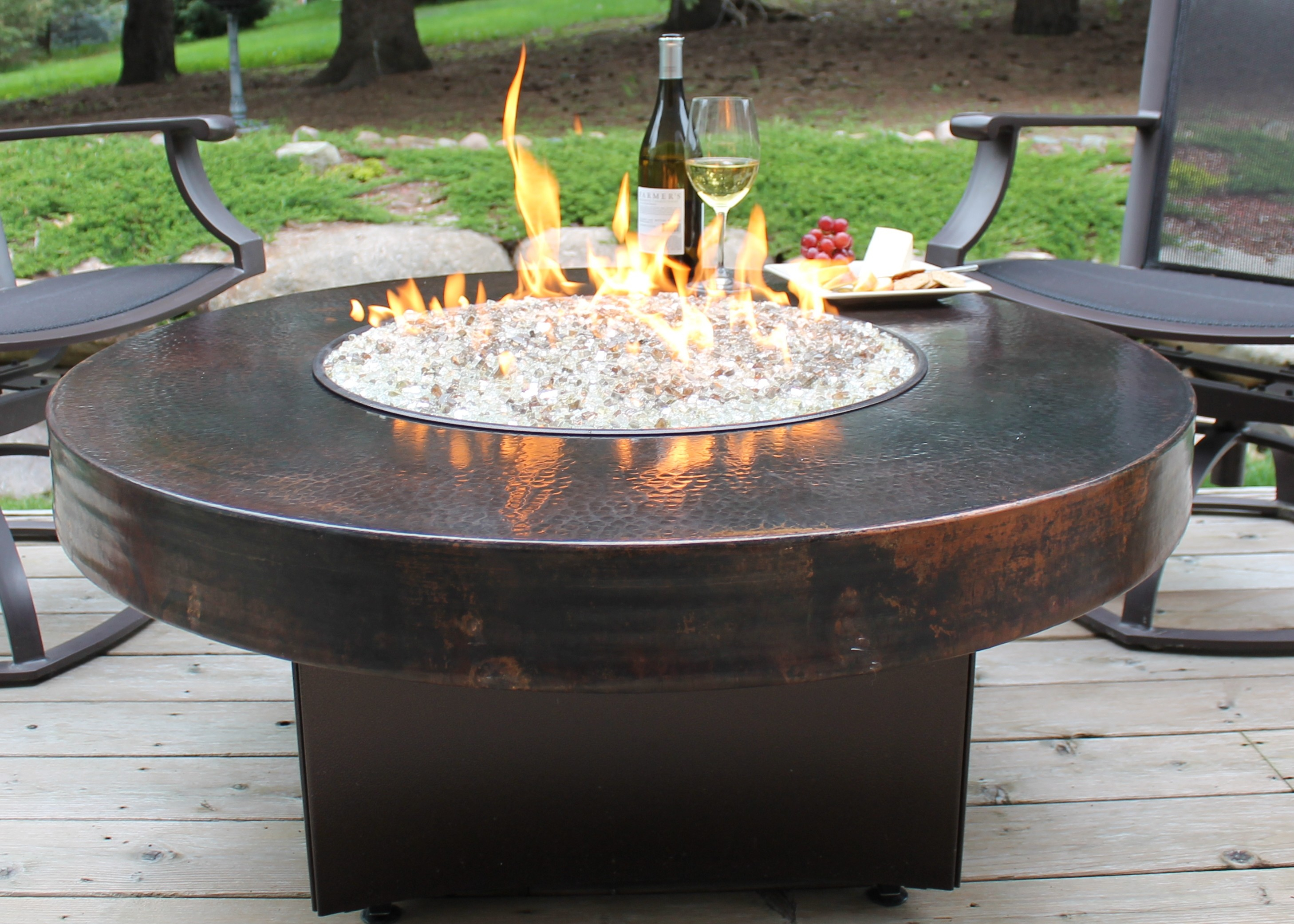 Copper Fire Pit Table Hammered Copper Fire Pit Table within measurements 2916 X 2083
