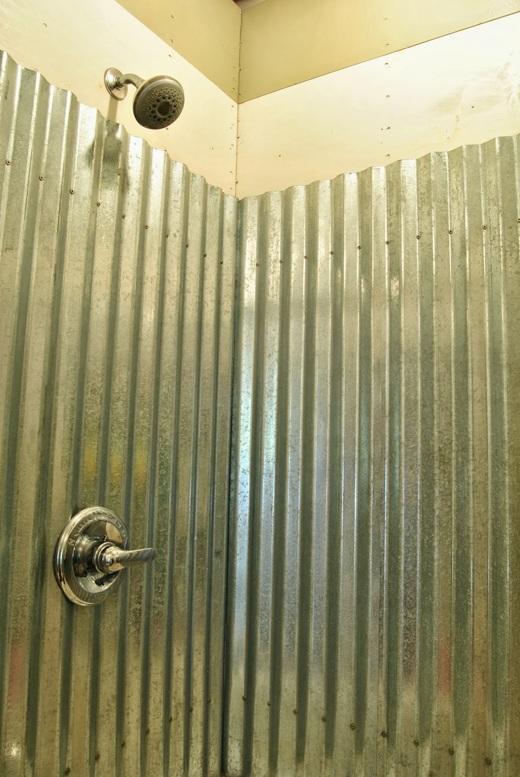 Cottage Dreamers Galvanized Corrugated Metal Shower Surround Q A pertaining to proportions 1071 X 1600