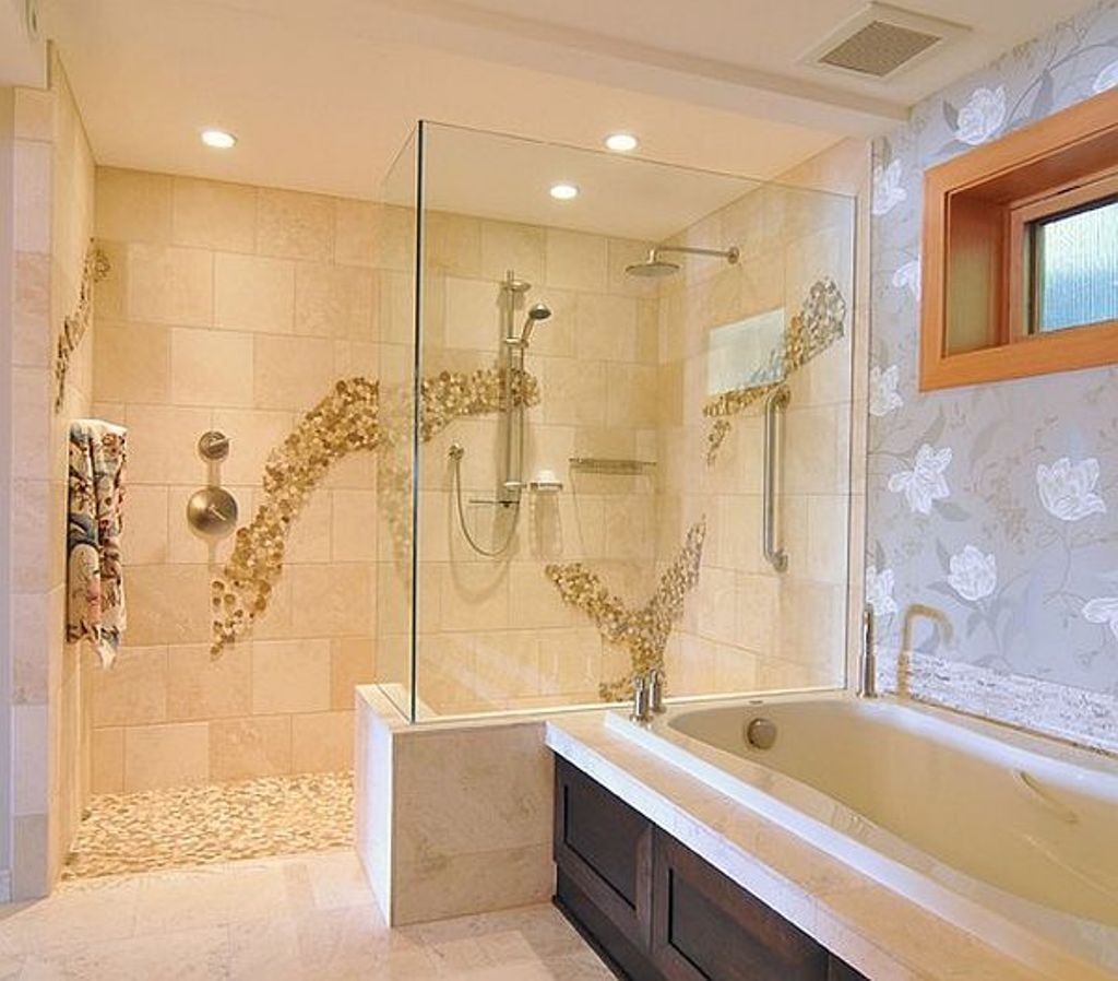 Cream Colored Wall Tiles For Modern Shower Designs Without Doors pertaining to proportions 1024 X 898