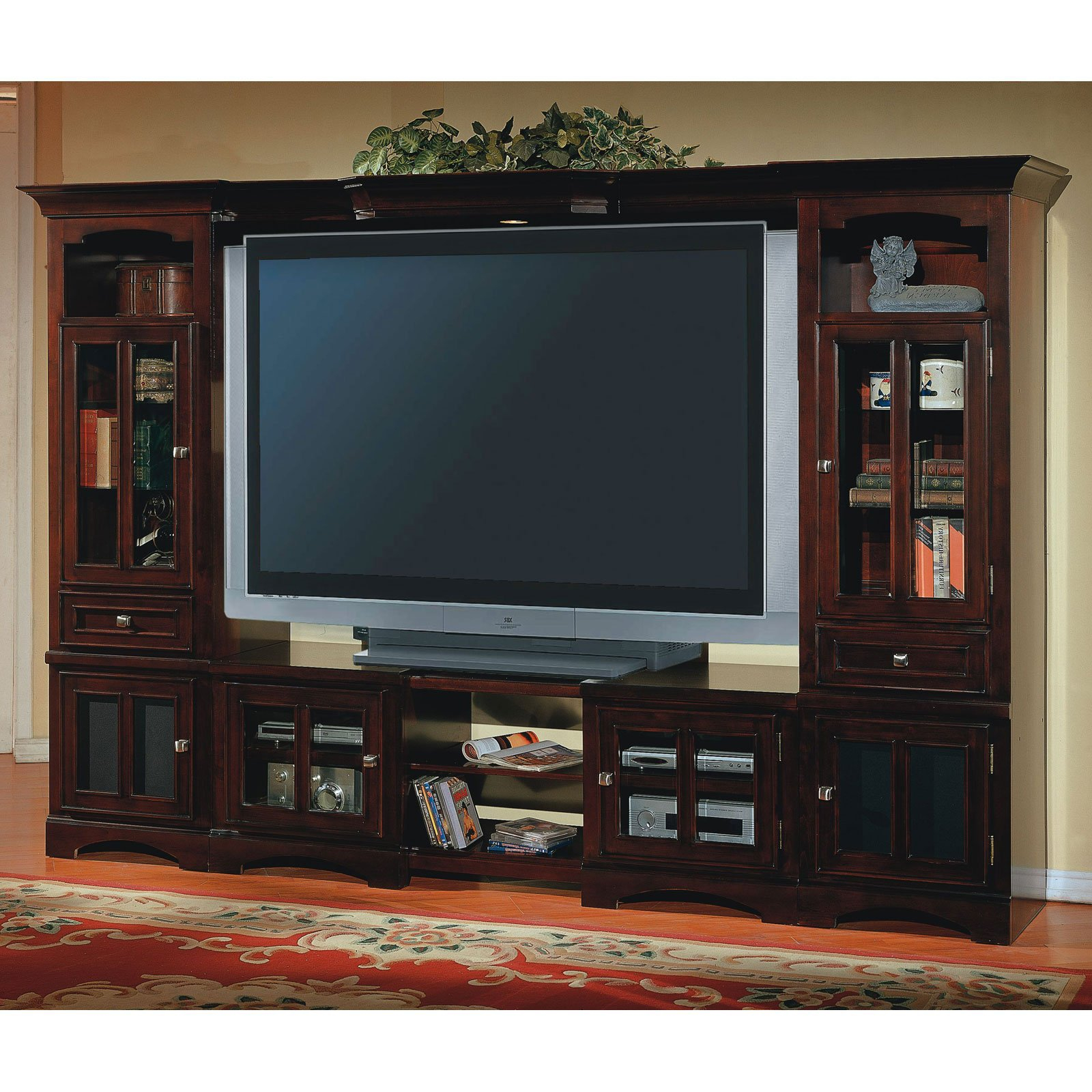 Dark Wood Entertainment Center For Oversized Flat Screen Tv Featured regarding proportions 1600 X 1600