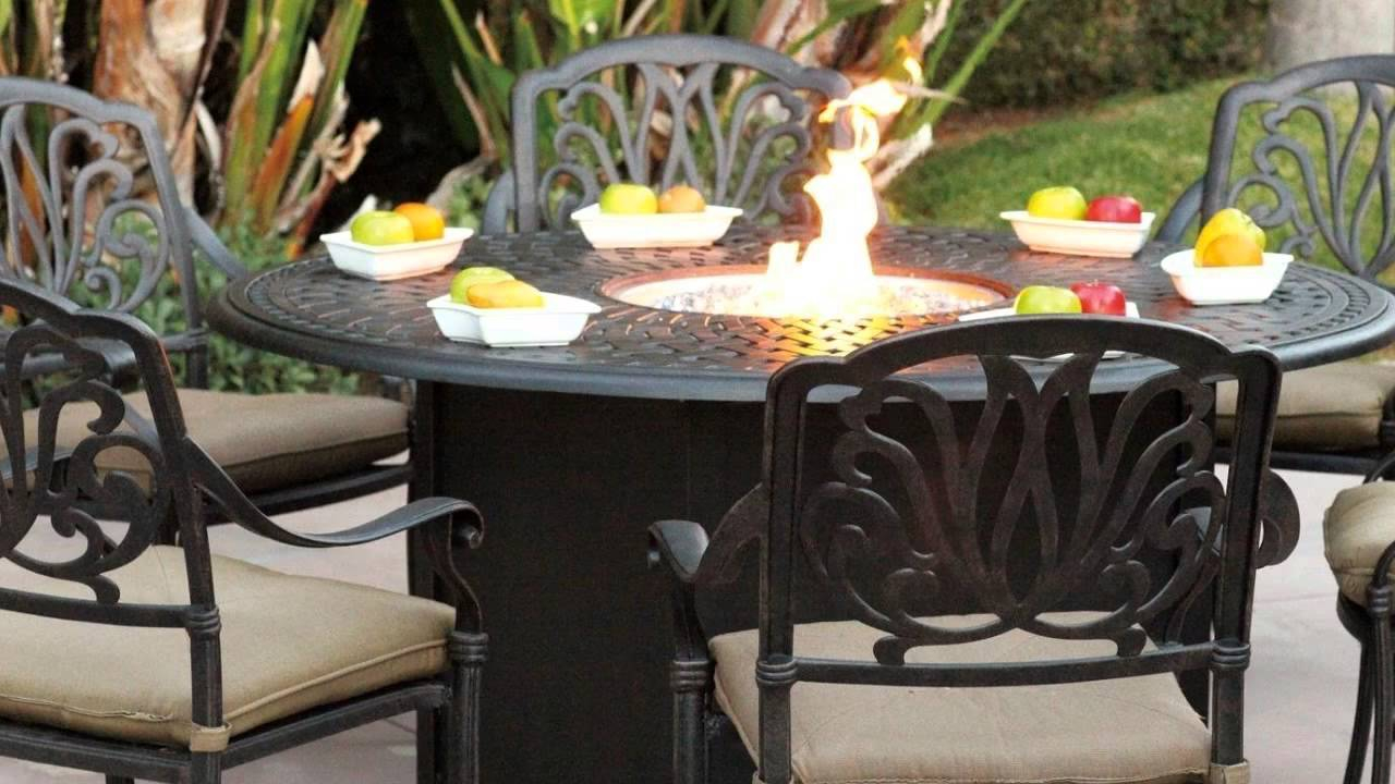 Darlee Elisabeth 6 Person Cast Aluminum Patio Fire Pit Dining Set pertaining to sizing 1280 X 720