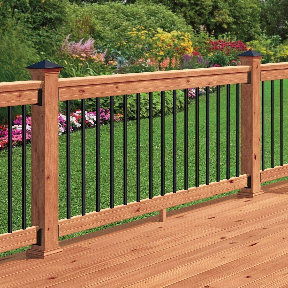 Deckorail 6 Ft Redwood Deck Rail Kit With Black Aluminum Balusters pertaining to dimensions 1000 X 1000