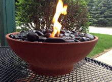 Diy Table Top Fire Pit Made With Black River Rocks And Real Flame intended for dimensions 1320 X 1089