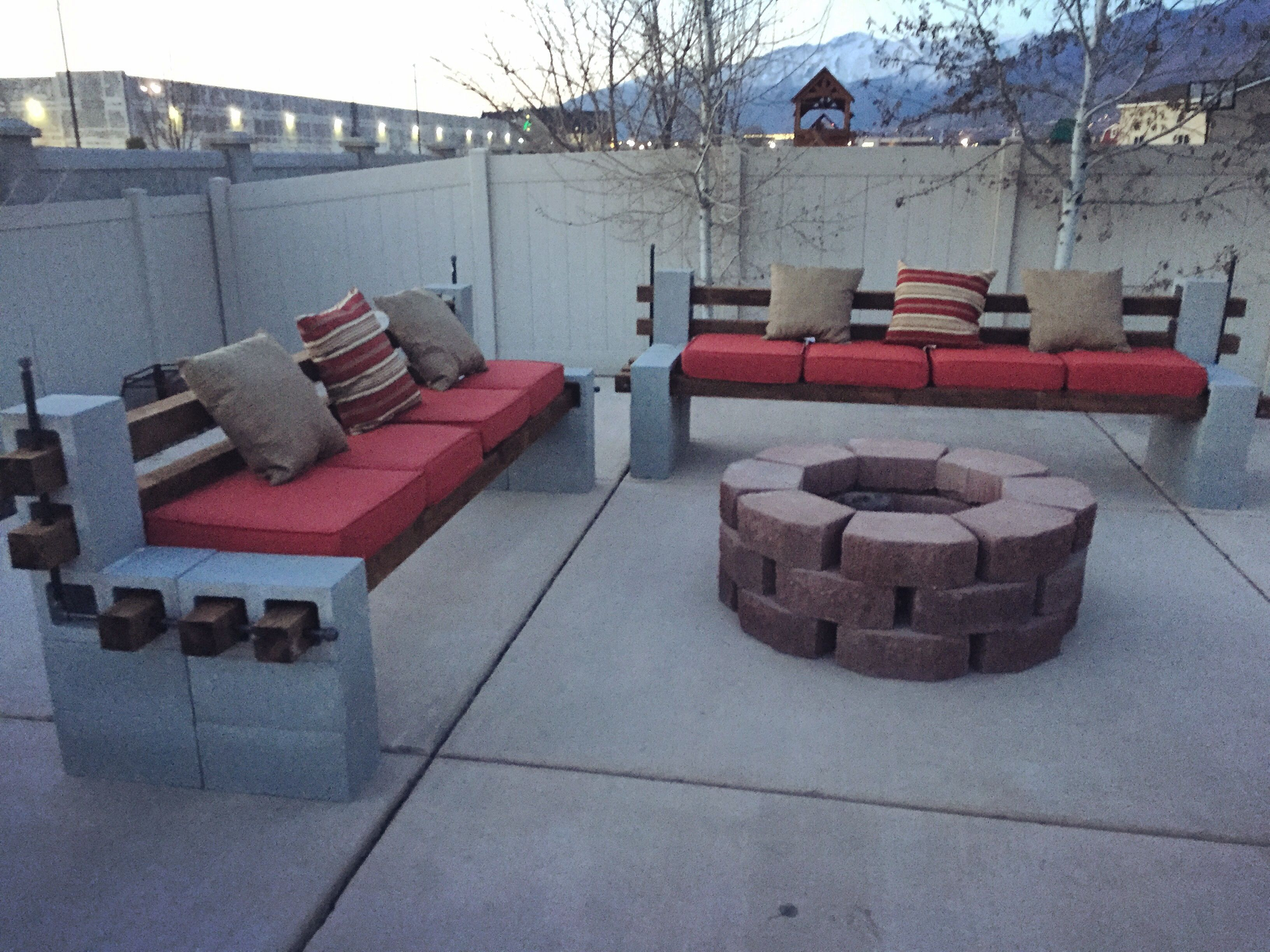 Diy We Built Outdoor Benches And A Firepit For A Cozy Backyard pertaining to size 3264 X 2448