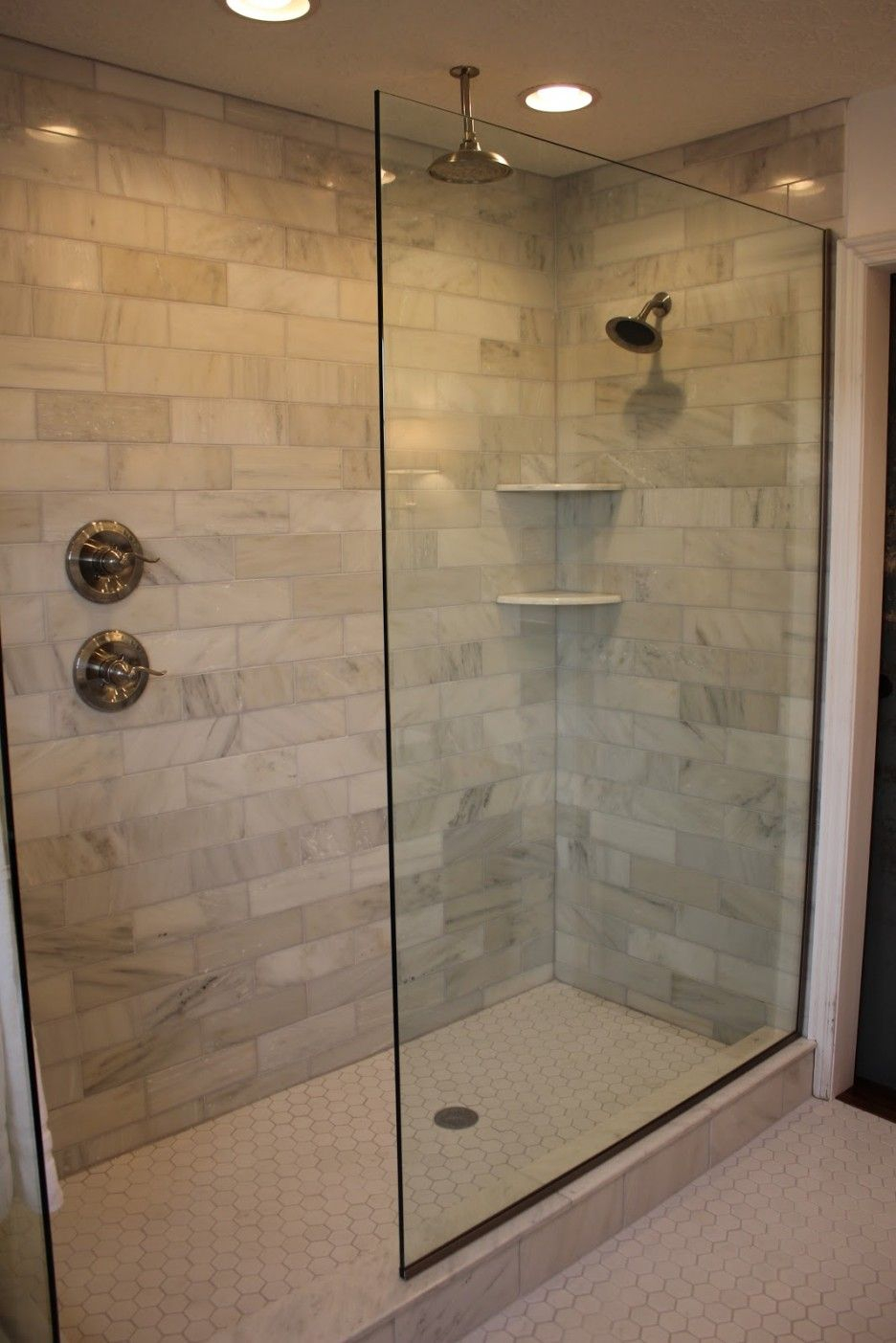 Doorless Walk In Shower Designs Shower Handle On Separate Wall for measurements 936 X 1403