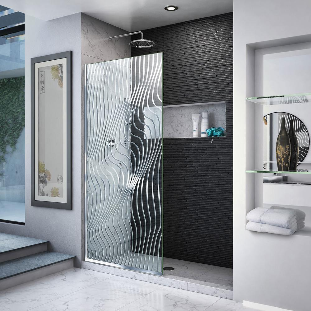Dreamline Platinum Linea Surf 34 In W X 72 In H Frameless Fixed with measurements 1000 X 1000