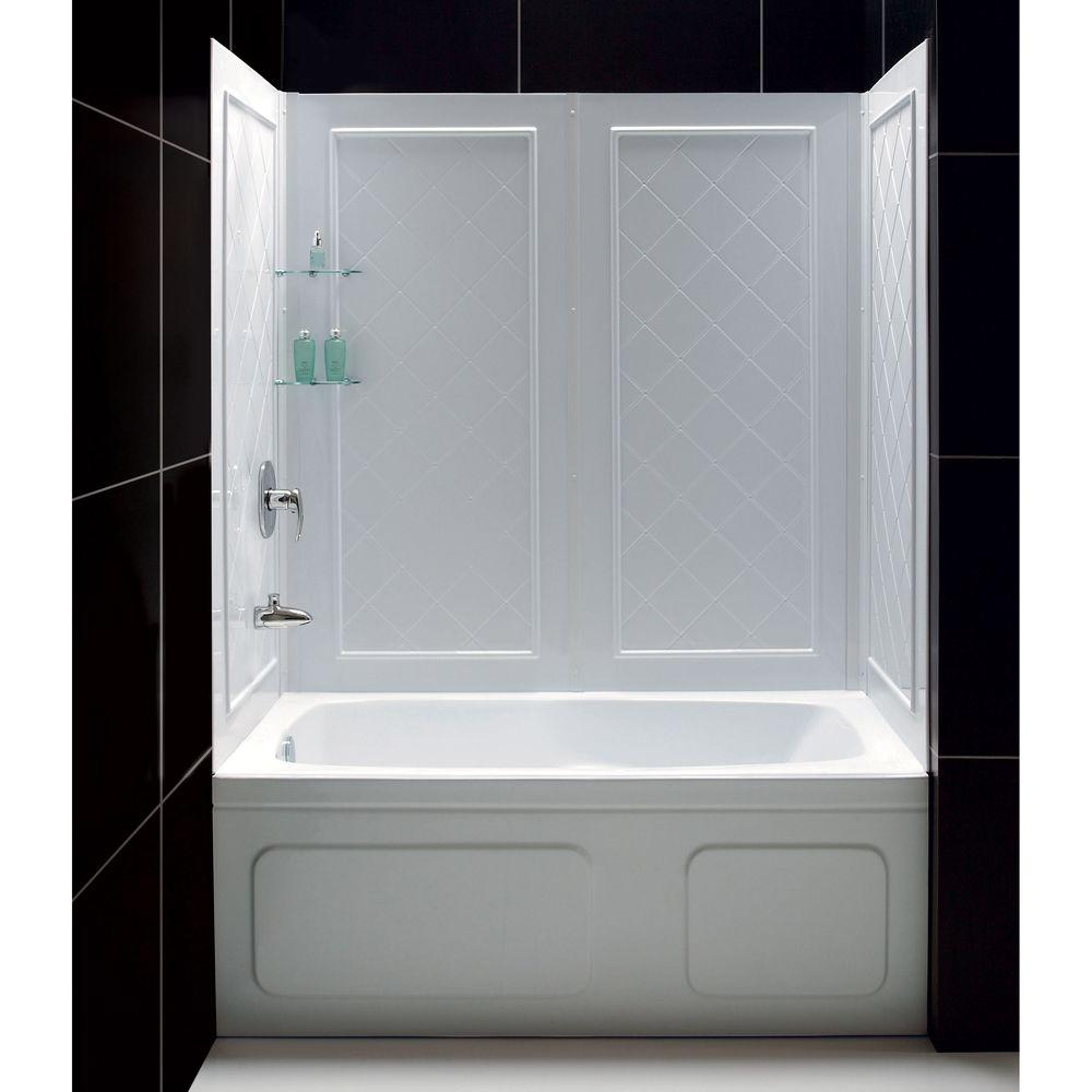 Dreamline Qwall Tub 28 32 In D X 56 To 60 In W X 60 In H 4 Piece in measurements 1000 X 1000