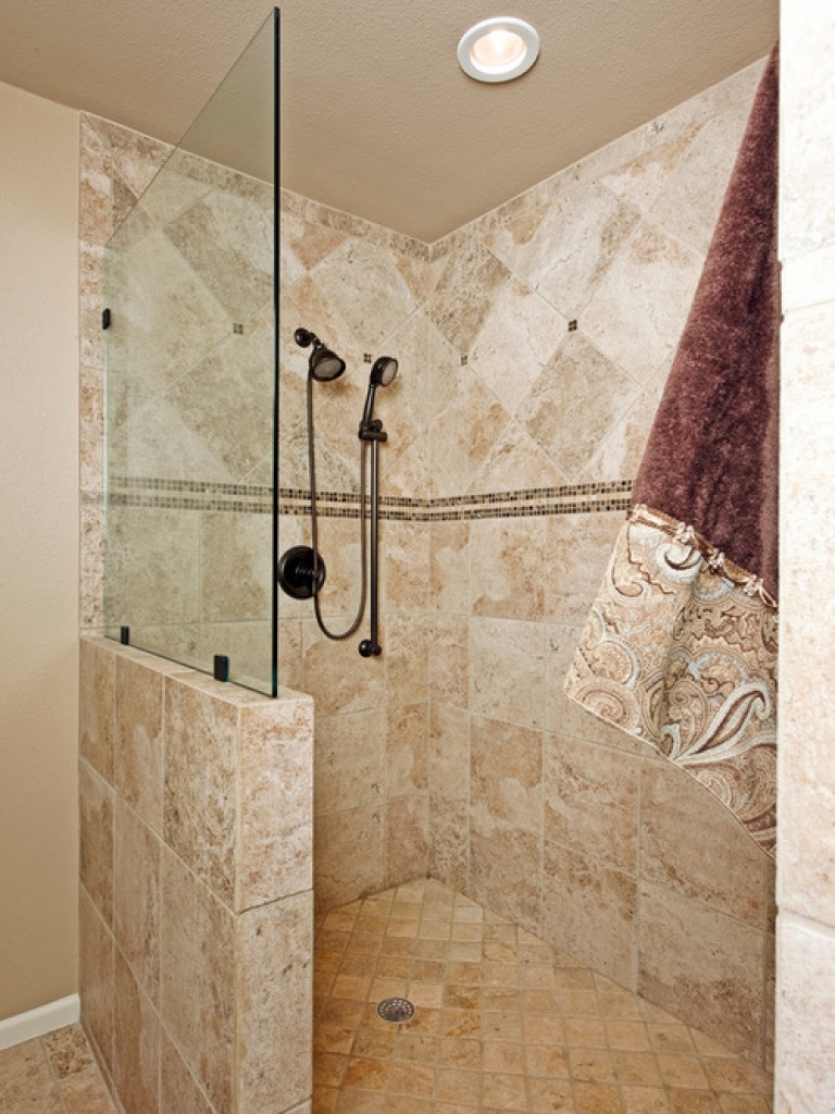 Elegant Shower Without Glass Picture Of Walk In Door Tile for proportions 768 X 1024