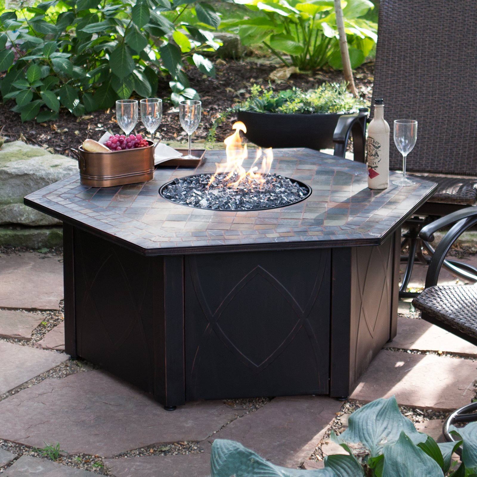 Endless Summer 55 In Decorative Slate Tile Lp Gas Outdoor Fire Pit in proportions 1600 X 1600