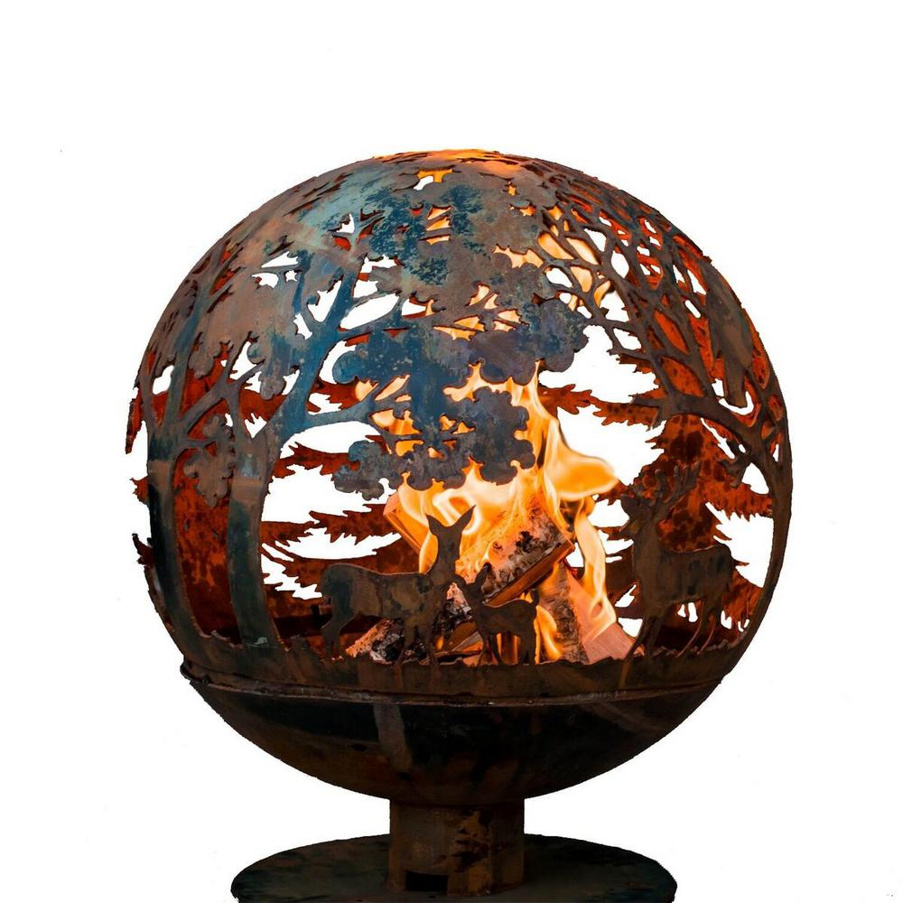 Esschert Design Wildlife 32 In X 36 In Round Steel Wood Burning with regard to size 1000 X 1000