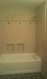 Fiberglass Bath Tub Made Fancy With Custom Tile Wall Surround Tile in measurements 1216 X 2048