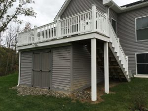 Fiberon Castle Gray Deck With Storage Shed Under Deck throughout dimensions 4032 X 3024