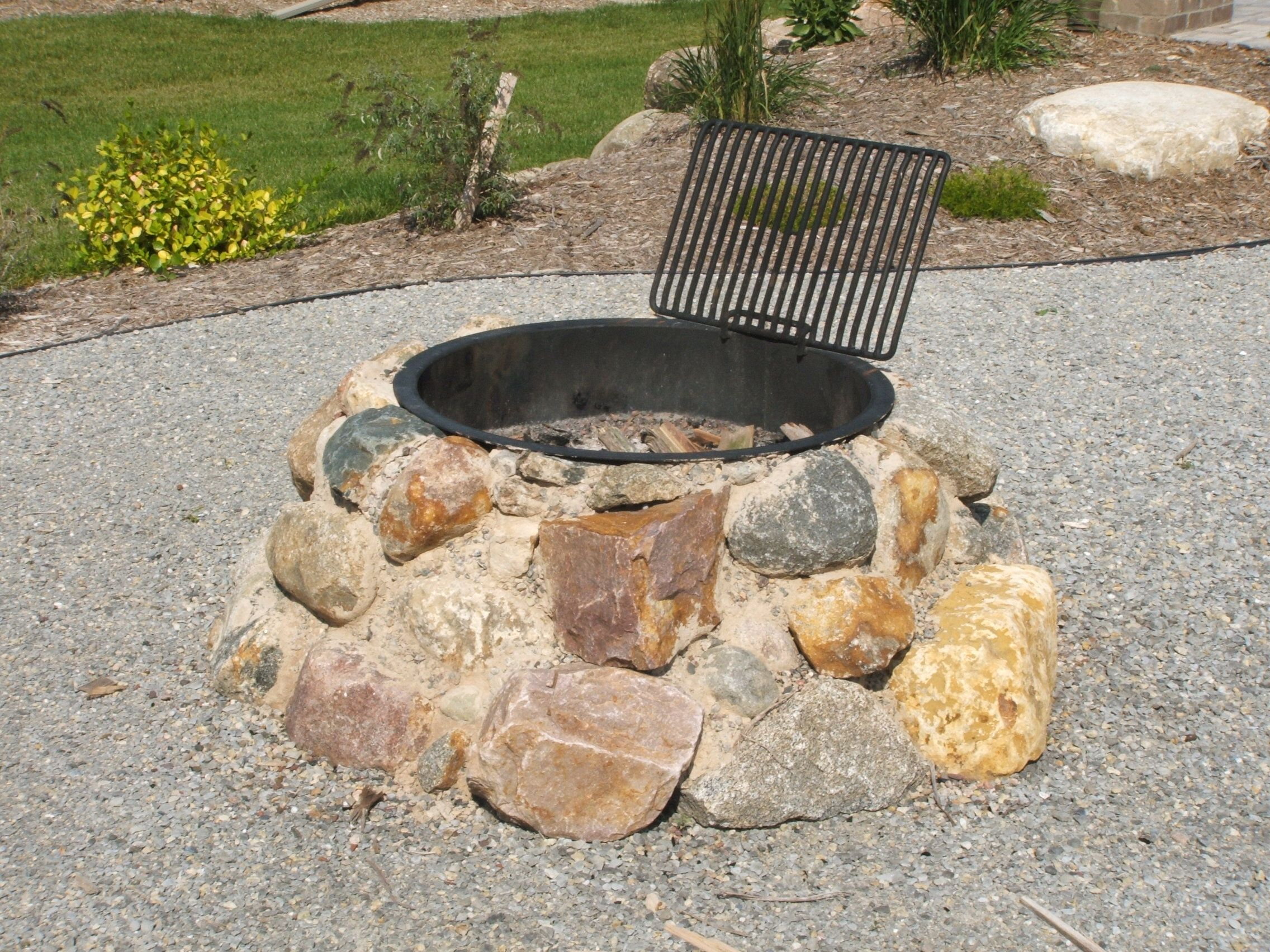 Field Stone Firepit Fire Pit Using Granite Boulders Built Into inside proportions 2272 X 1704