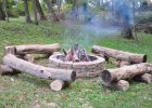 Fire Pit With Primitive Log Benches Leisure Fire Pit Bench throughout size 4288 X 2848