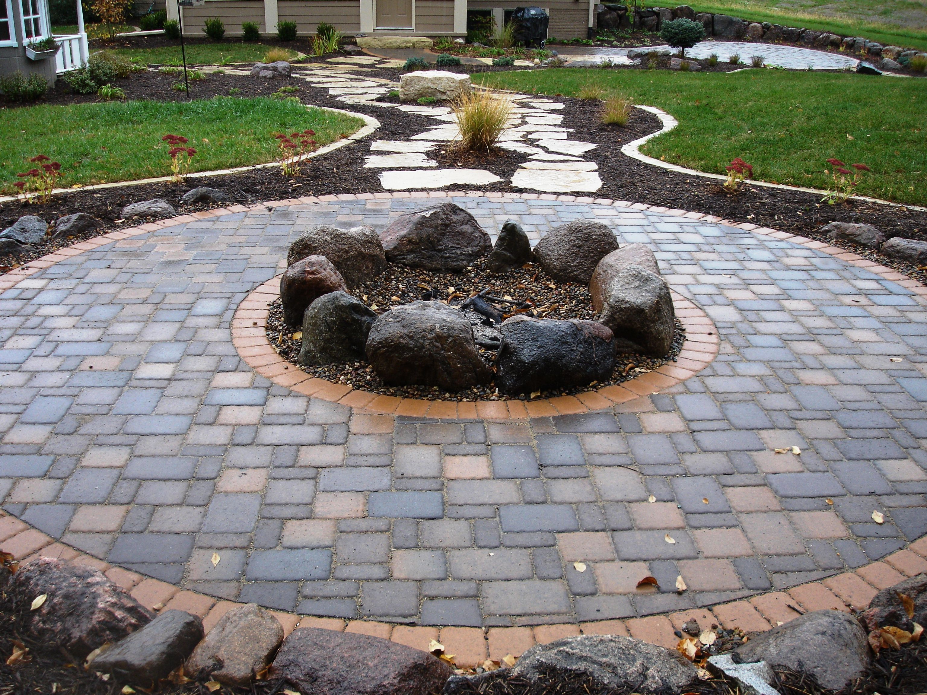 Fire Pits Cobble Pavers With Boulder Firepit Fire Pit Fire Pit for proportions 3072 X 2304