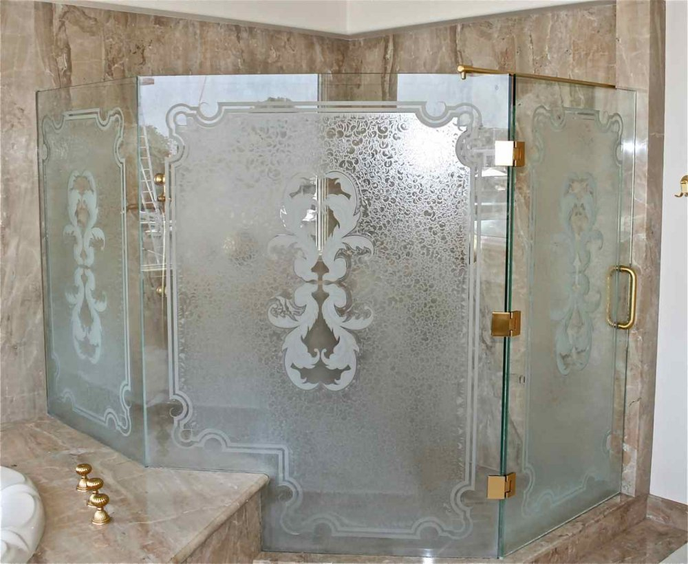 Florence Glass Shower Doors Etched Glass French Design regarding sizing 1000 X 820