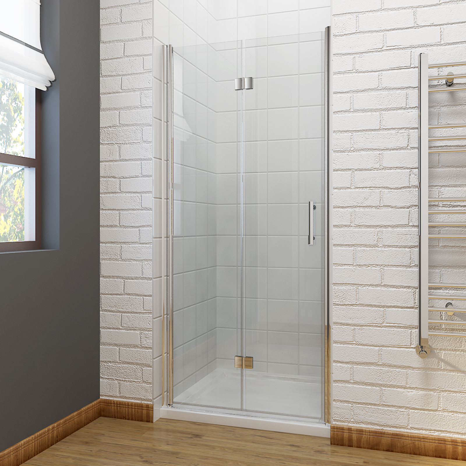 Frameless Bifold Shower Door Enclosure Hinge Door Glass Screen Walk in proportions 1600 X 1600