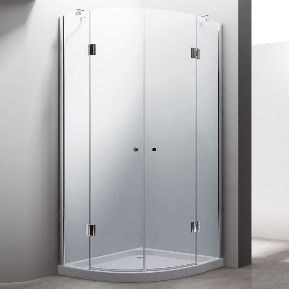 Frameless Hinged Glass Door Shower Enclosure 900mm Acrylic Tray And throughout measurements 1000 X 1000