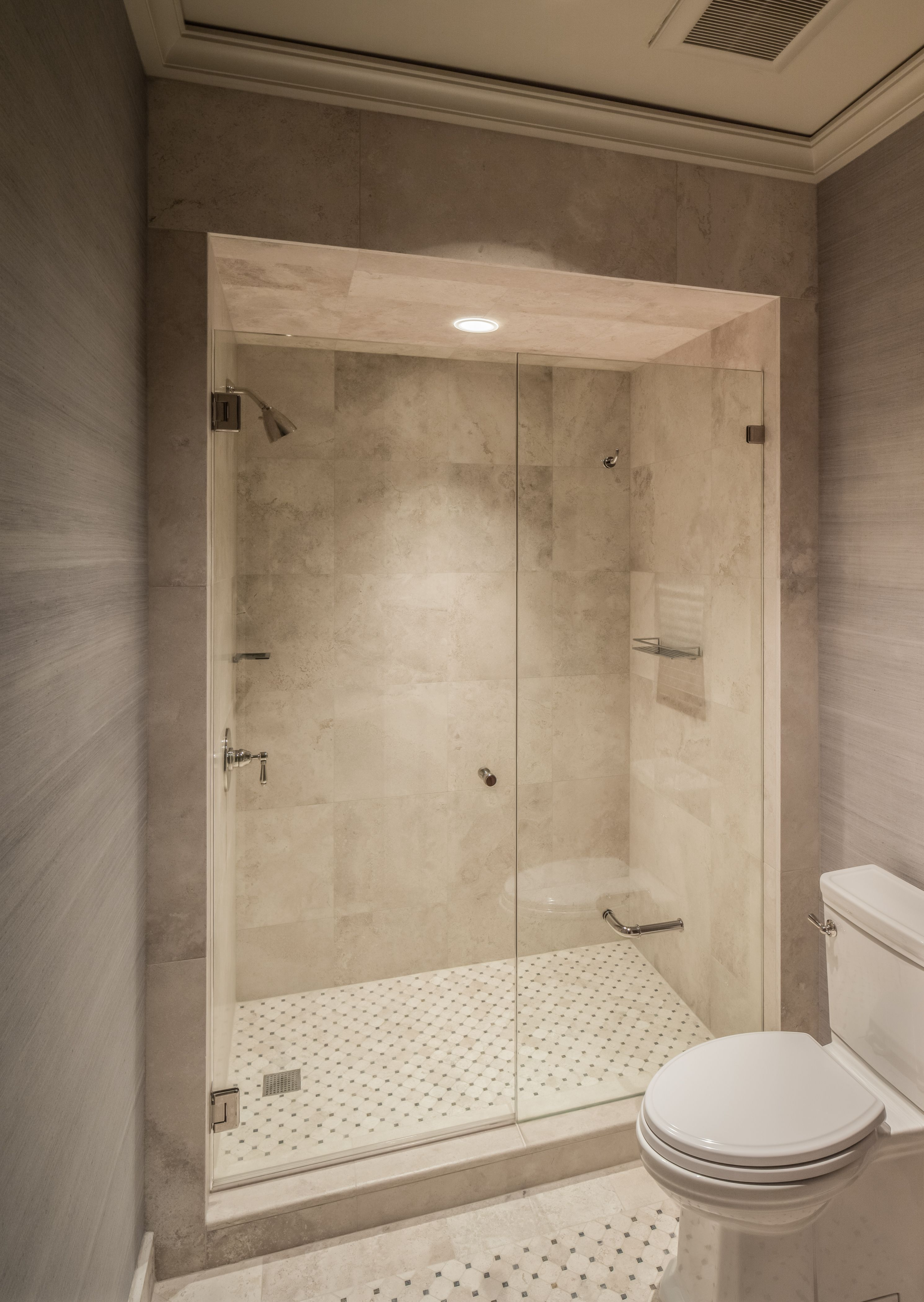 Frameless Shower Dauphin With Toilet Paper Holder Installed In inside sizing 2981 X 4200
