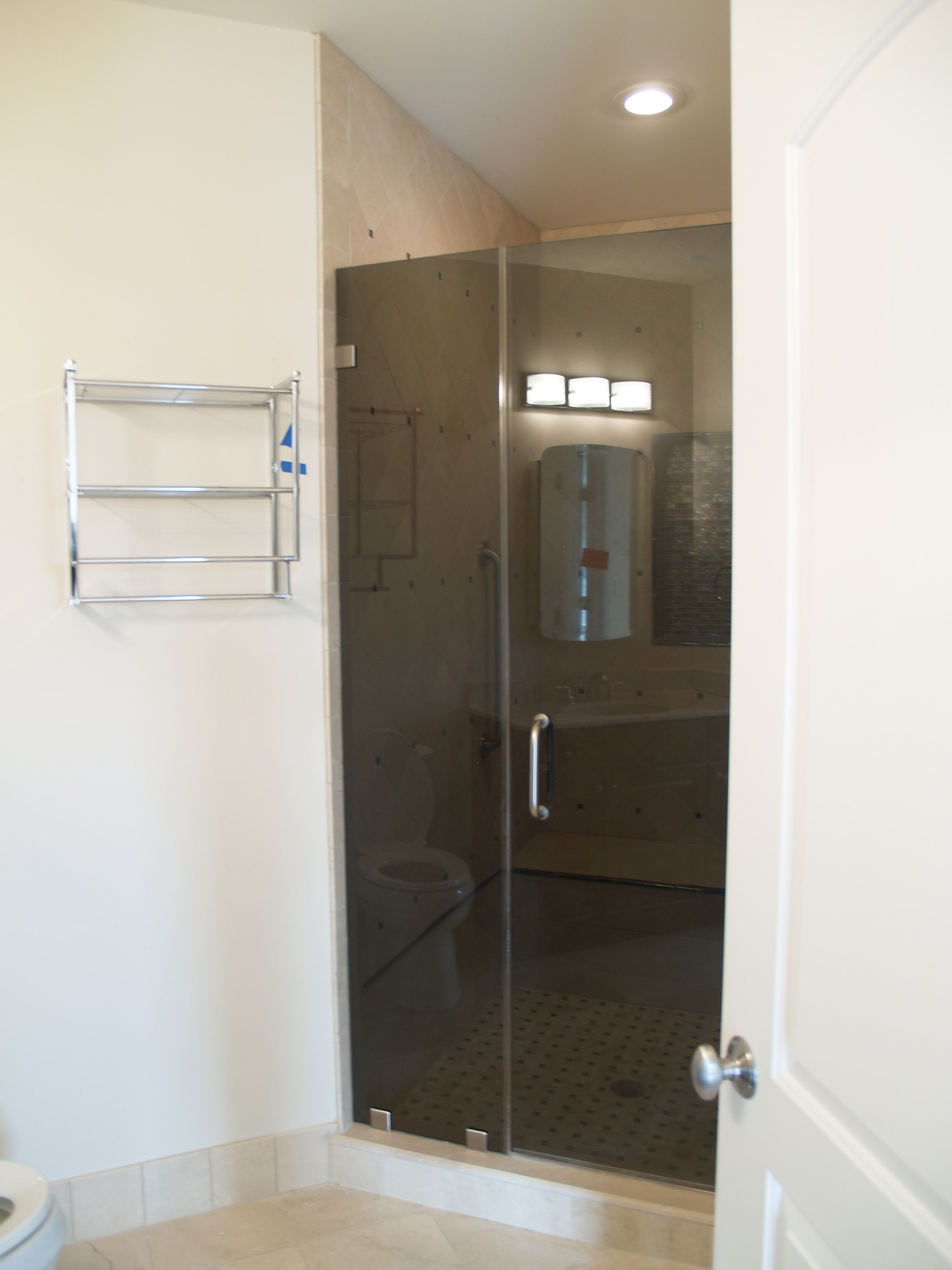 Frameless Shower Door In 38 Thick Tinted Tempered Glass intended for proportions 2448 X 3264
