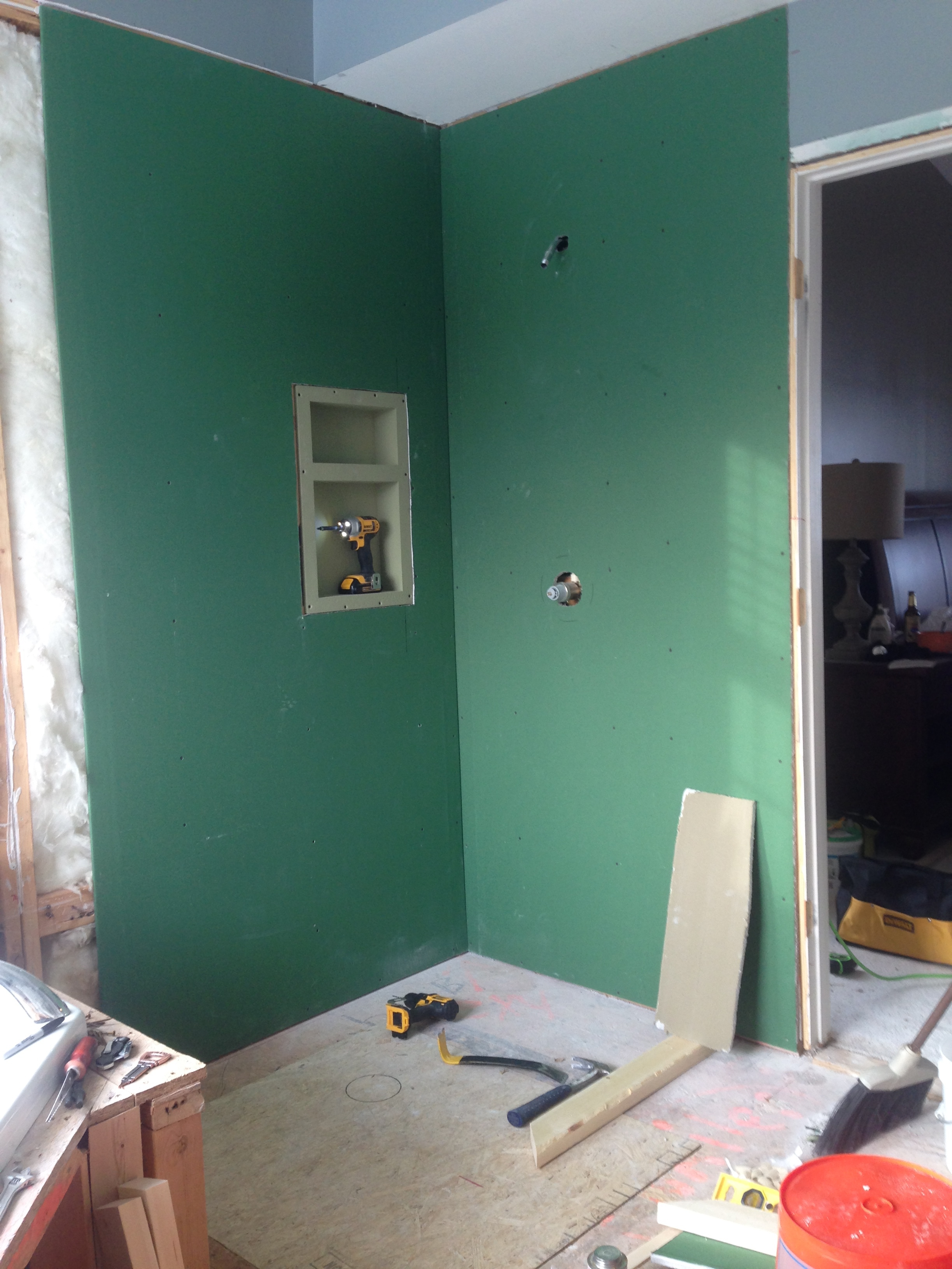 Green Board In Shower Image Cabinets And Shower Mandra Tavern throughout sizing 2448 X 3264